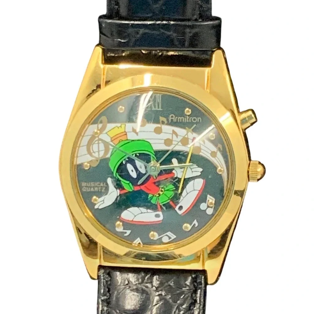 Vintage Armitron Marvin the Martian 2200/162 Stainless Steel Gold Black 34mm‎